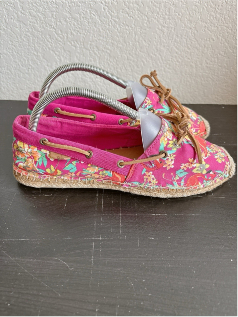 Sperry Top-Sider Womens Size 9.5 Pink Floral Flamingo Tropical Espadrille Flats - Picture 3 of 13